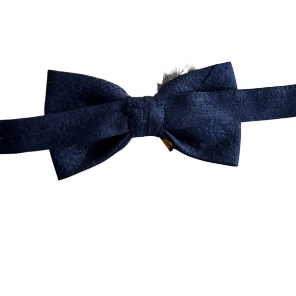Unbranded Other - Boys dark Blue Raw Silk Bow Tie